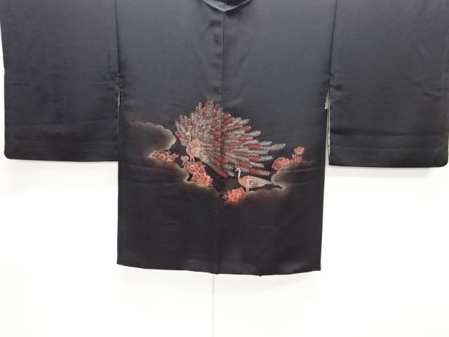 JAPANESE HAORI / WOVEN PEACOCK & PEONY